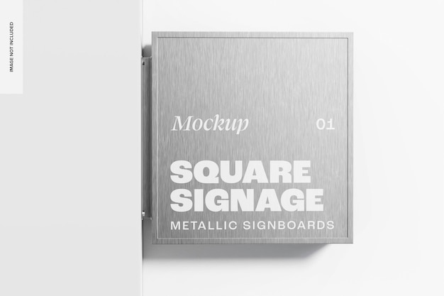 PSD square wall signage mockup, front view