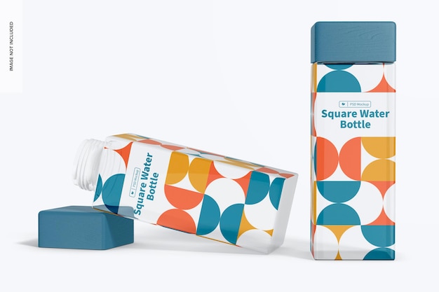 Square Water Bottles Mockup