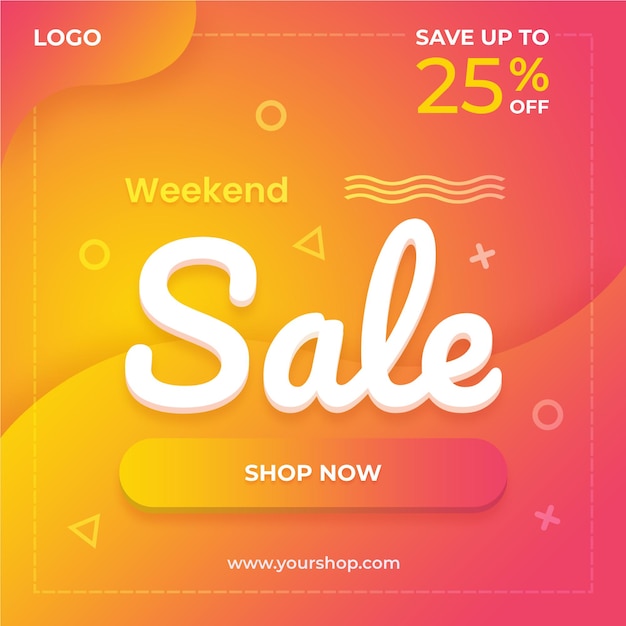 PSD square weekend sale banne for social media ads and post template