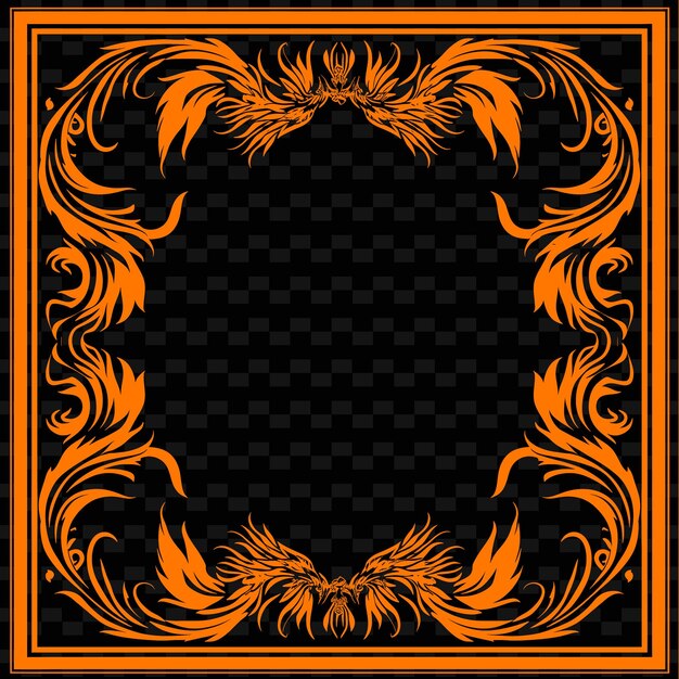 PSD a square with a gold frame and a black background with a floral pattern