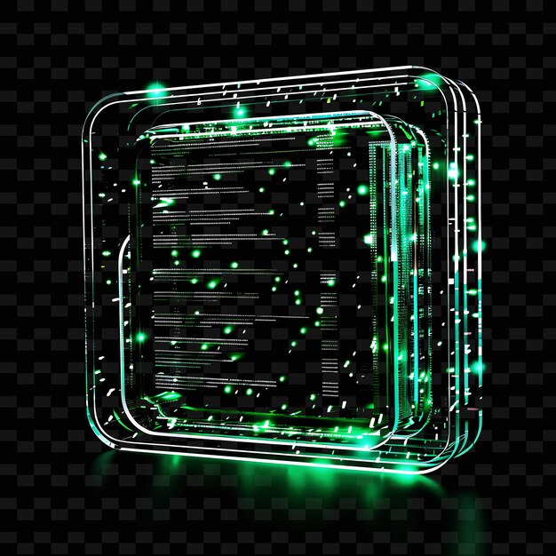 PSD a square with green lights and a black background with a space for text