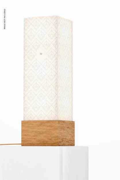 Square wood table lamp mockup, front view