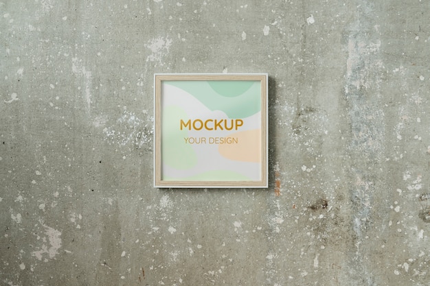 Square wooden frame mock-up with interior decorations