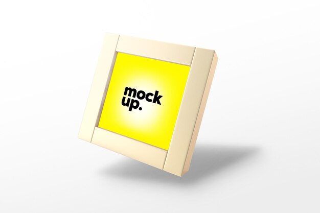 A square yellow frame with the word mock up on it.