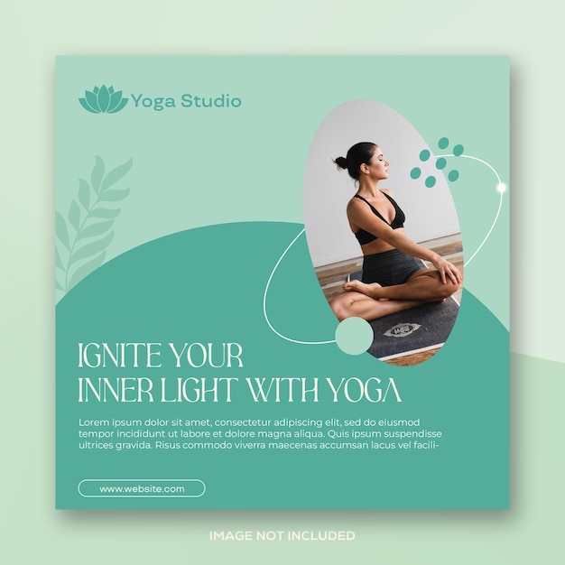 square yoga meditation flyer psd poster template with photo social media banner or post