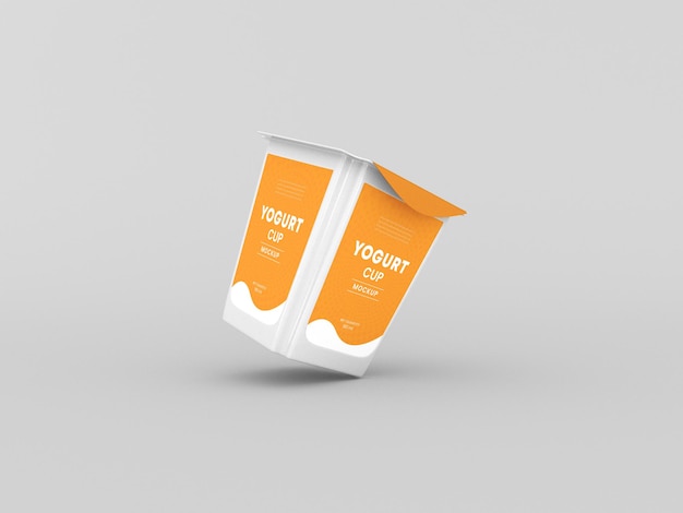 Square yogurt cup packaging mockup