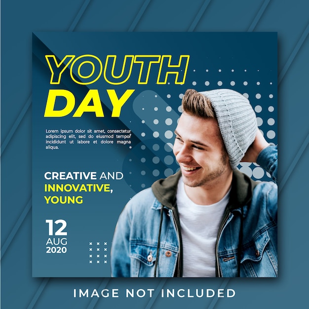 PSD square youth day banner template