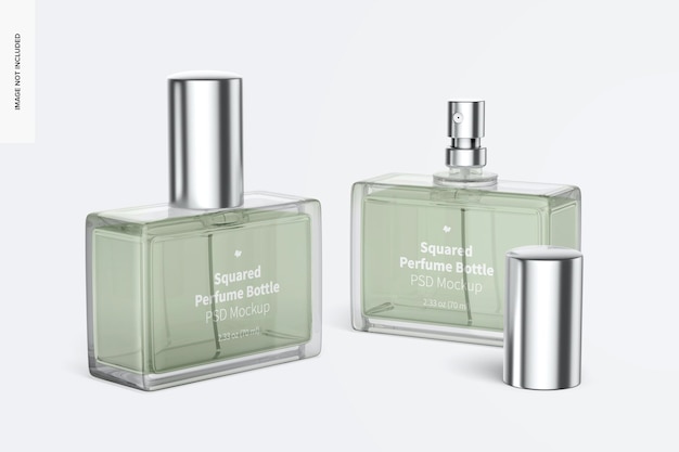 Squared perfume bottles mockup