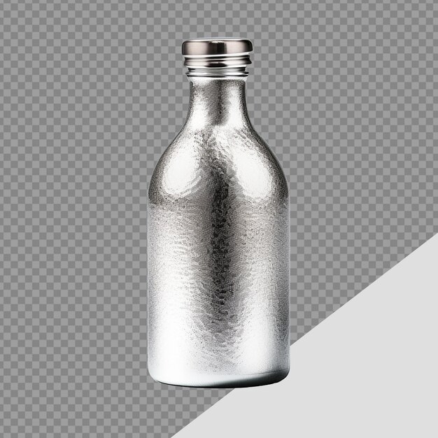 PSD srebrna butelka png wyizolowana na przezroczystym tle