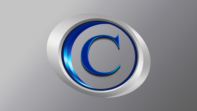 srebrno-niebieskie logo z literą c