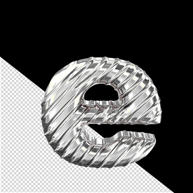 PSD srebrny 3d symbol litera e