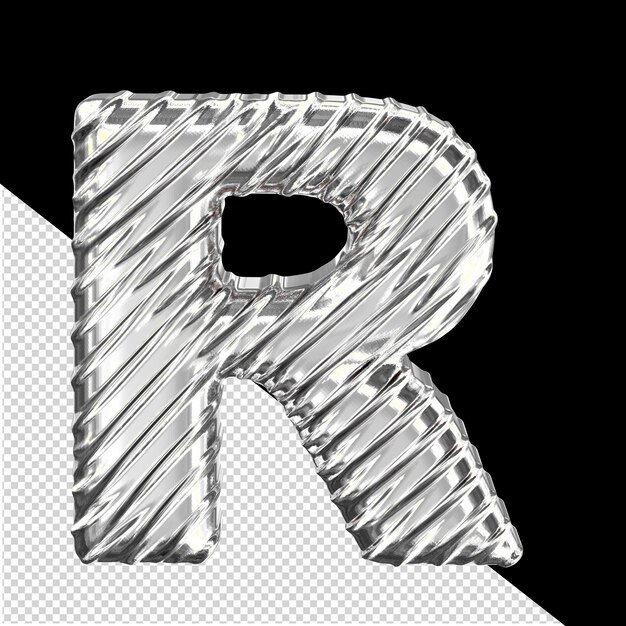 PSD srebrny 3d symbol litery r