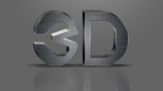 PSD srebrny efekt tekstowy 3d słowo 3d w kolorze czarnym i srebrnym