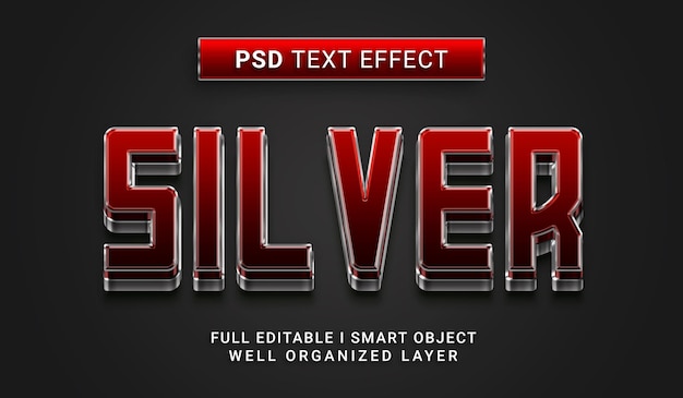 Srebrny Efekt Tekstowy W Stylu 3d Psd