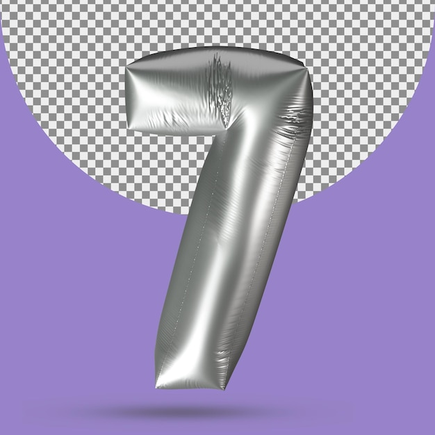 Srebrny realistyczny balon z numerem 7