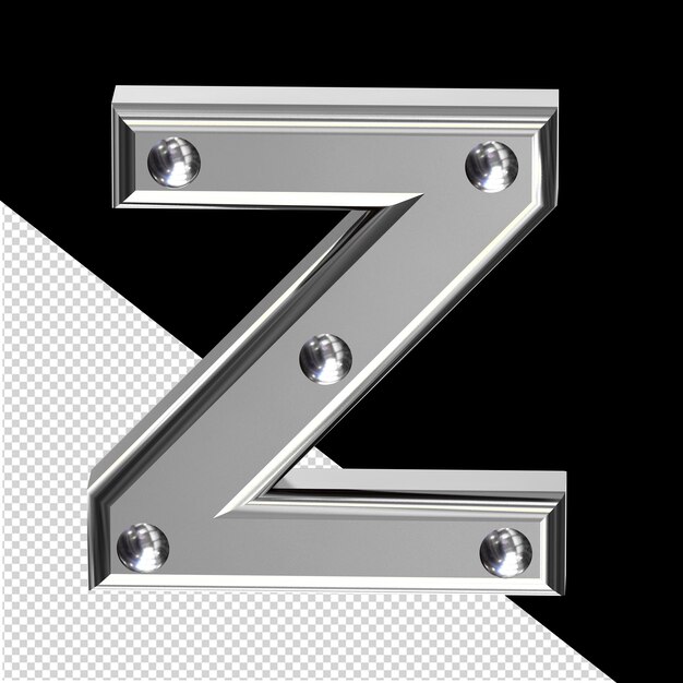 Srebrny Symbol 3d Z Metalowymi Nitami, Literą Z