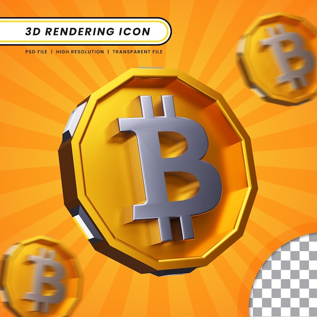 Srebrny Symbol Waluty Bitcoin Na Złotej Dwunastokątnej Ikonie Renderowania 3d