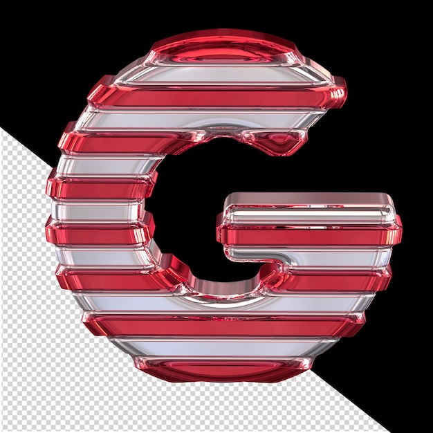 PSD srebrny symbol z cienkimi czerwonymi poziomymi paskami litera g