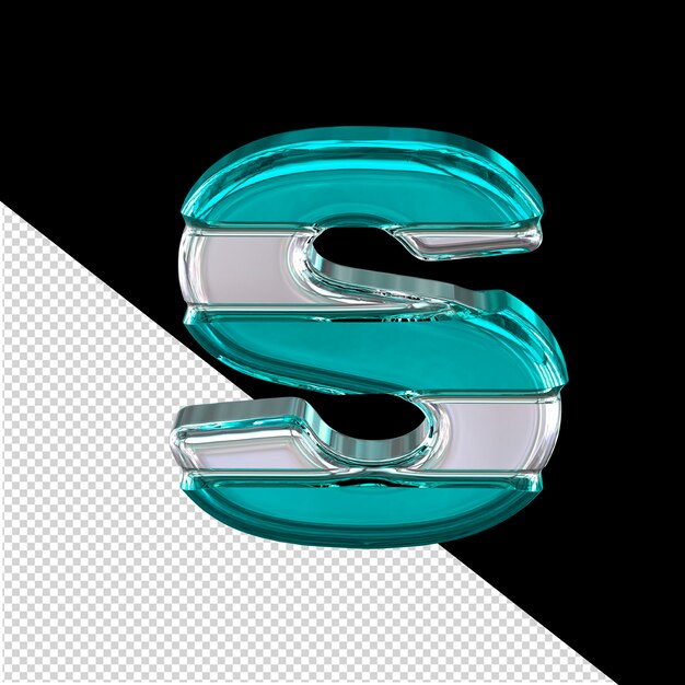 PSD srebrny symbol z cienkimi turkusowymi poziomymi paskami litera s