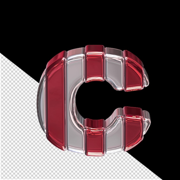 PSD srebrny symbol z czerwonymi paskami litera c