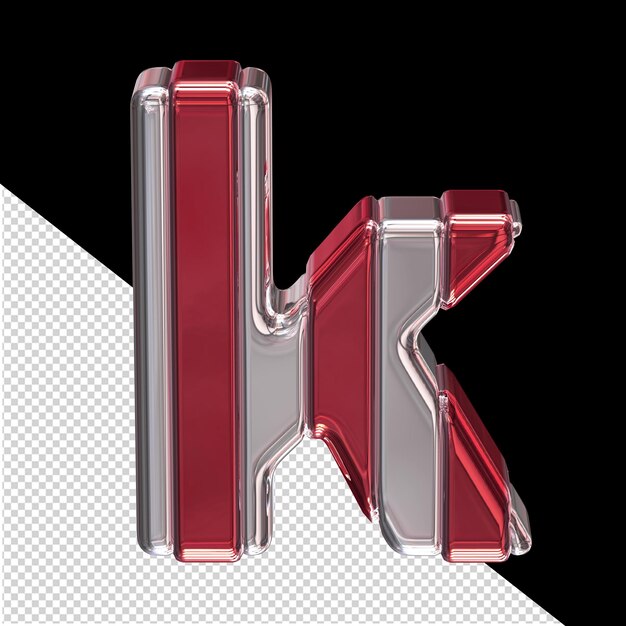 PSD srebrny symbol z czerwonymi paskami litera k