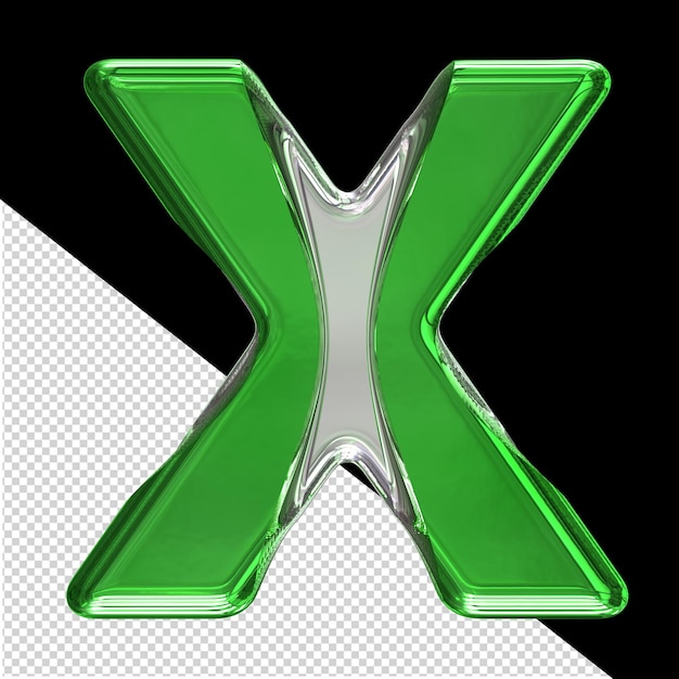 Srebrny Symbol Z Zielonymi Wstawkami Litera X