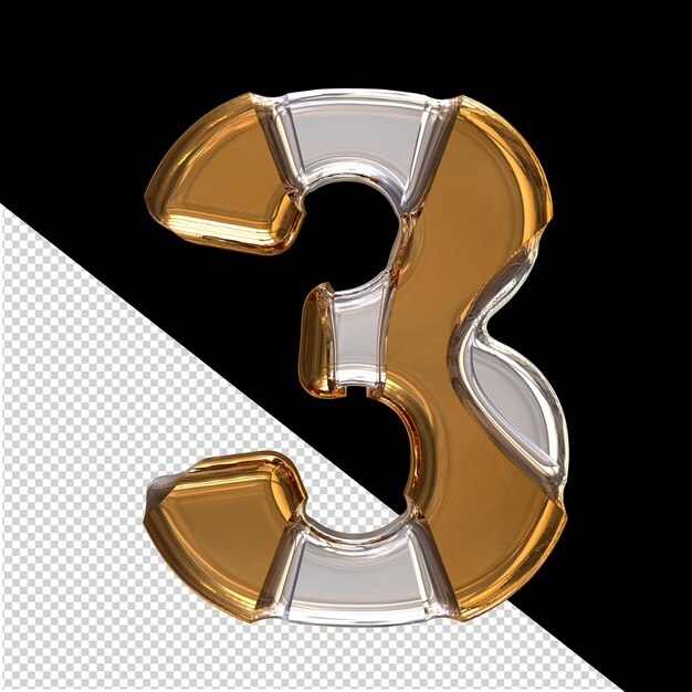 Srebrny Symbol Ze Złotymi Wstawkami Numer 3