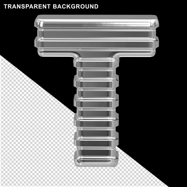 PSD srebro z cienkimi poziomymi paskami wielka litera t