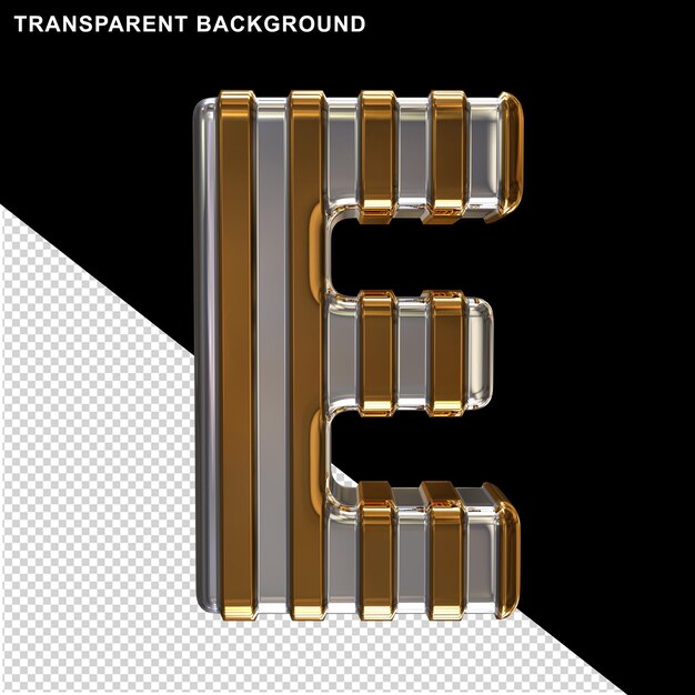 PSD srebro ze złotymi pionowymi paskami wielka litera e