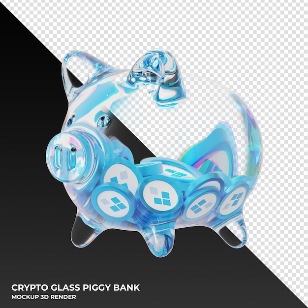 PSD ssvnetwork ssv glass piggy bank with crypto coins 3d illustration