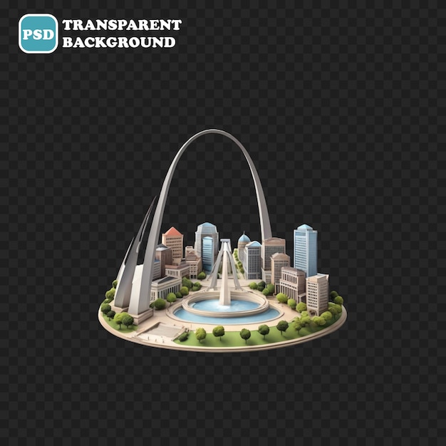 PSD st. louis icon isolato 3d render illustrazione