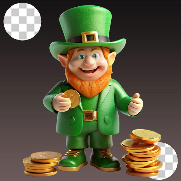 PSD st patrick d cartoon holding glass on transparent background