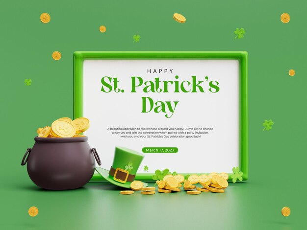 PSD st patrick day leprechaun gold coins banner design template