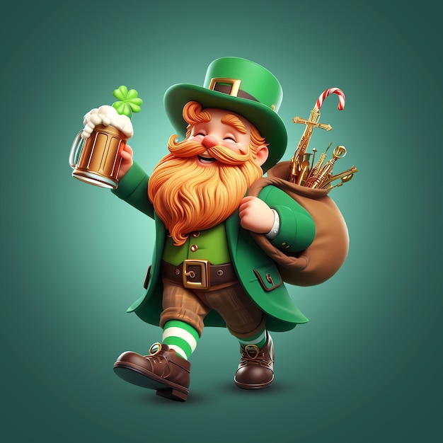 PSD st patrick day saint patrick with beer mug design