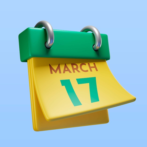 St patrick's day calendar icon render