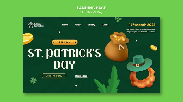 PSD st. patrick's day celebrate landing page