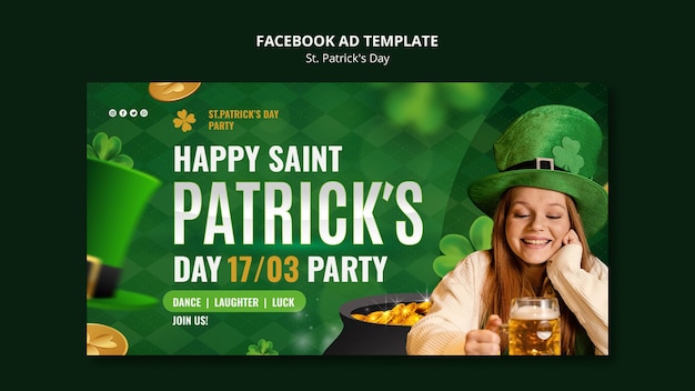 PSD il modello di facebook per la celebrazione del giorno di san patrizio.