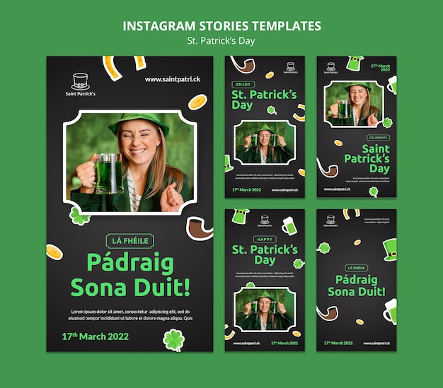 PSD storie di instagram del giorno di san patrizio