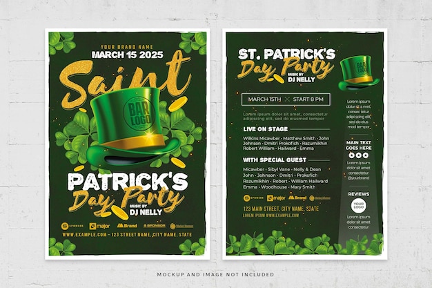 St Patrick's Day Irish Party Evenement Folder Sjabloon in PSD