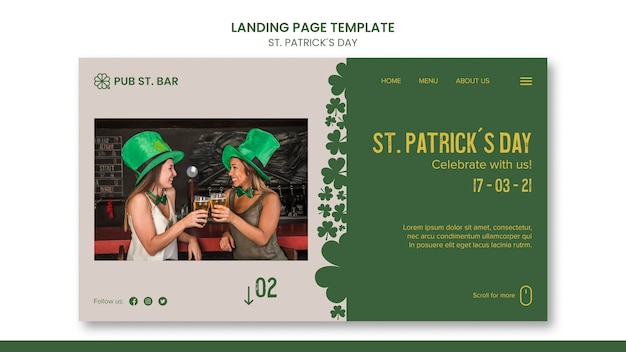 PSD st. patrick's day landing page template