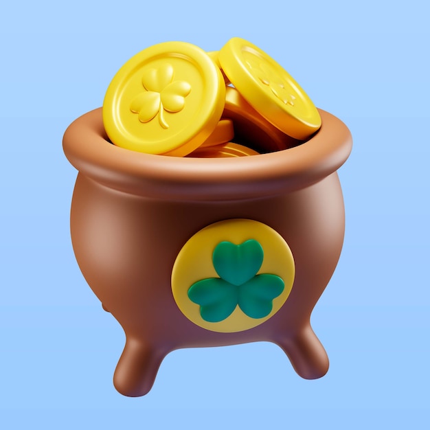 PSD st patrick's day pot of gold icon render