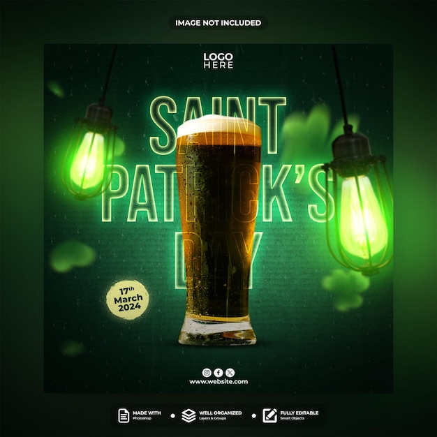 PSD st patrick's day sociale media post sjabloon ontwerp