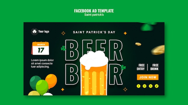 St patrick's day viering facebook sjabloon