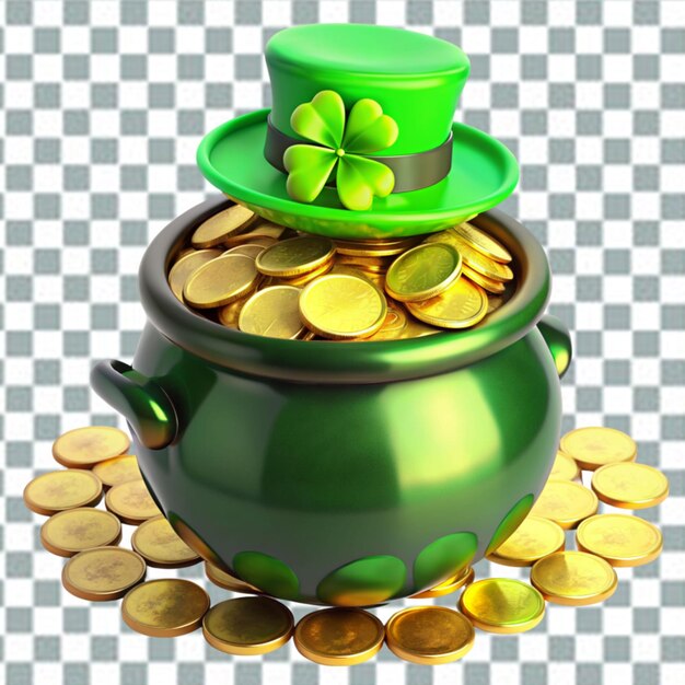 PSD st patrick39s day hat and cauldron with gold coins