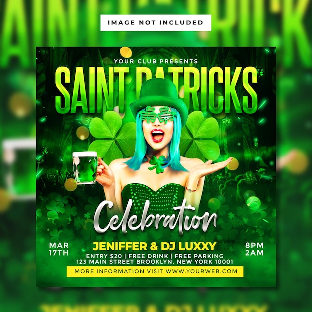 PSD st patricks celebration flyer banner template