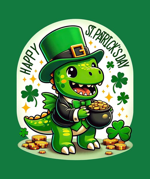 PSD st patricks day boys kids toddler funny irish dinosaur trex