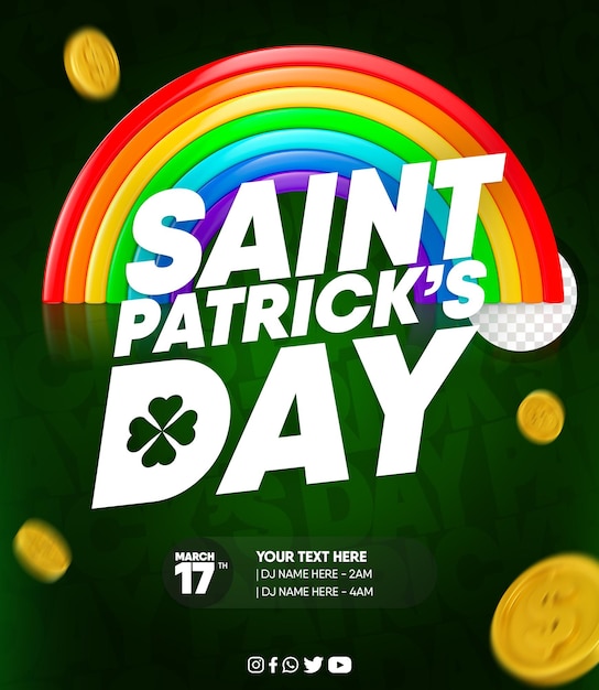 PSD st patricks day celebration social media post template