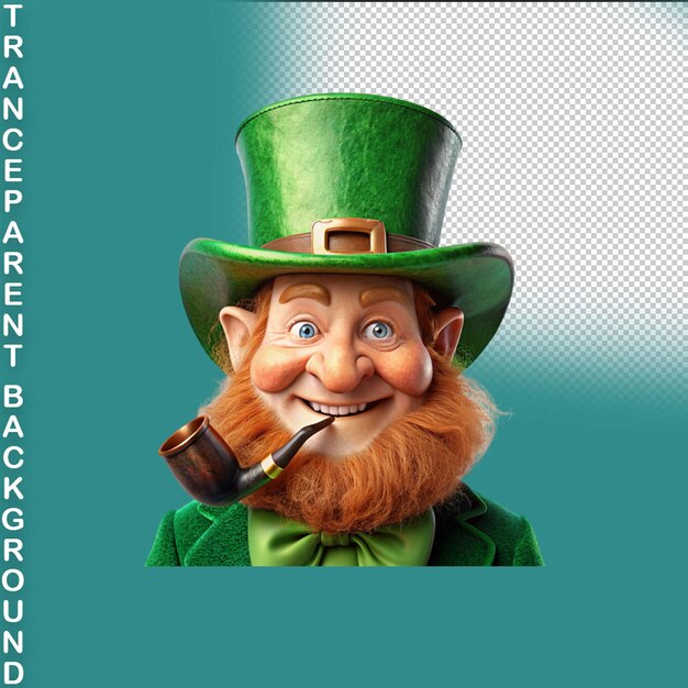 PSD st. patrick's day leprechaun su sfondo trasparente