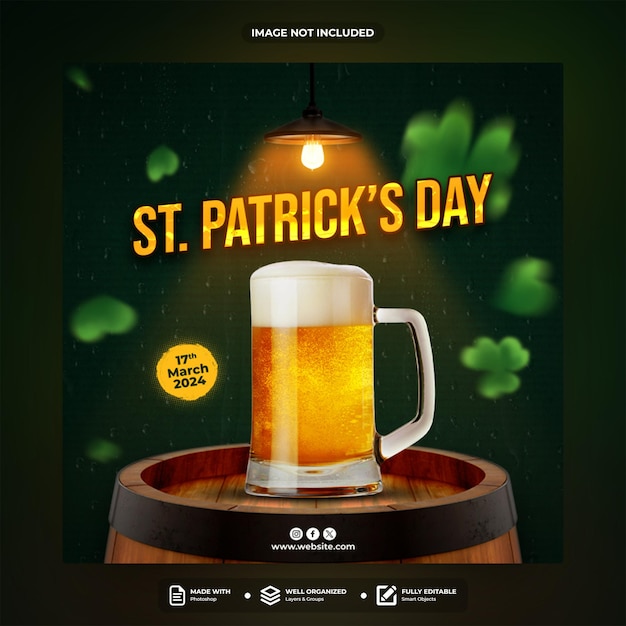 PSD st patrick's day social media post modello di progettazione