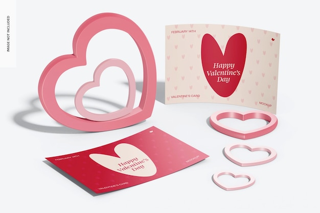 St Valentines A5 Card Mockup,Standing and Dropped